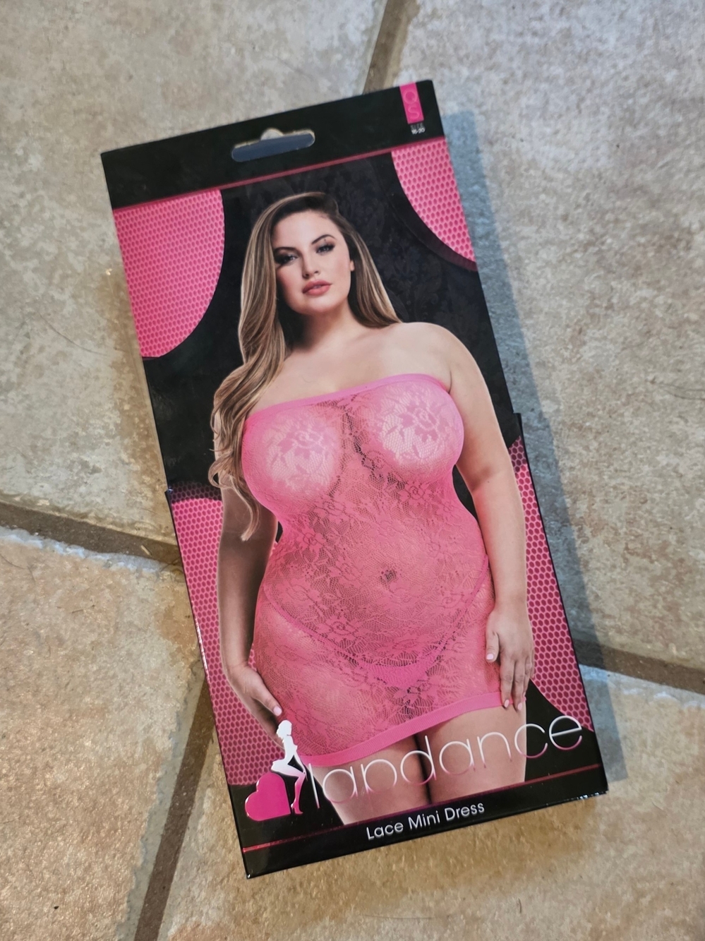 Plus-Size Strapless Lace Mini Dress in Pink